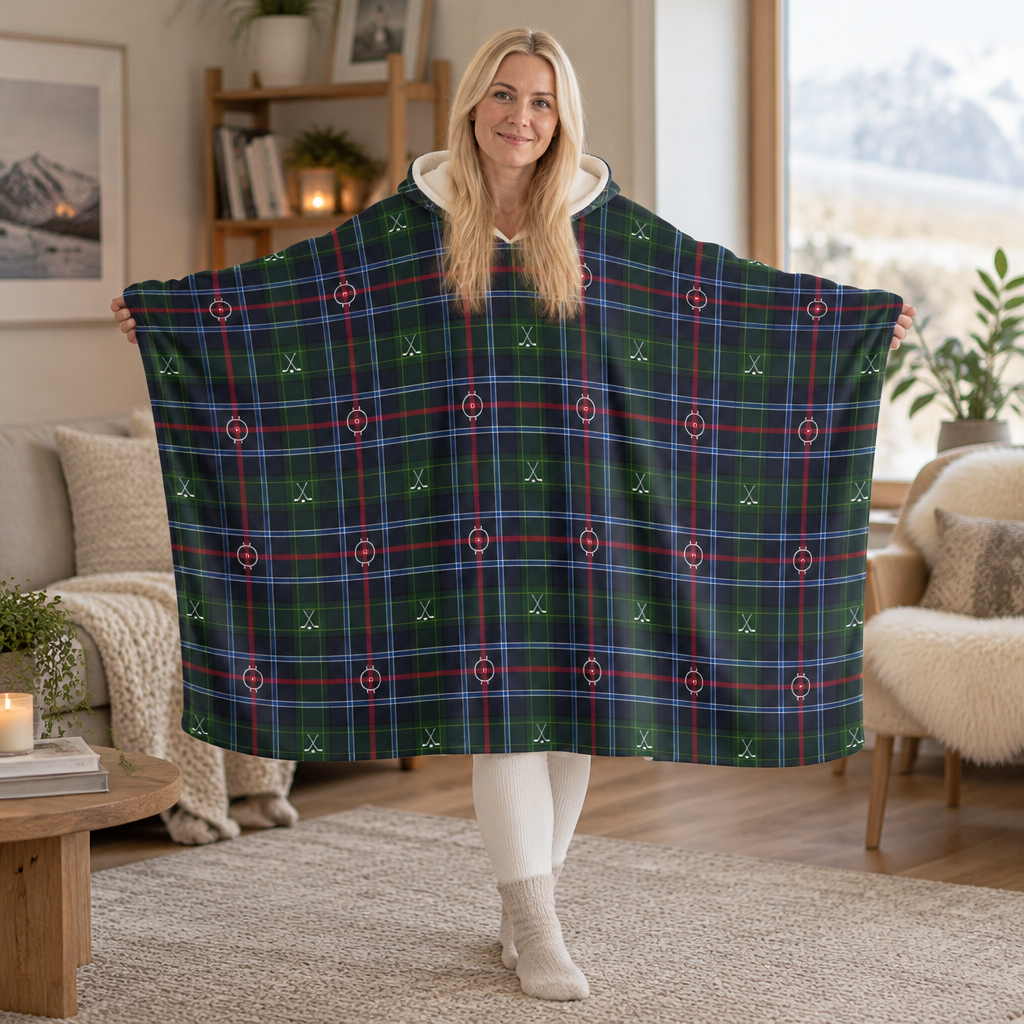 Puck Drop Plaid - Hooded Wrap Blanket