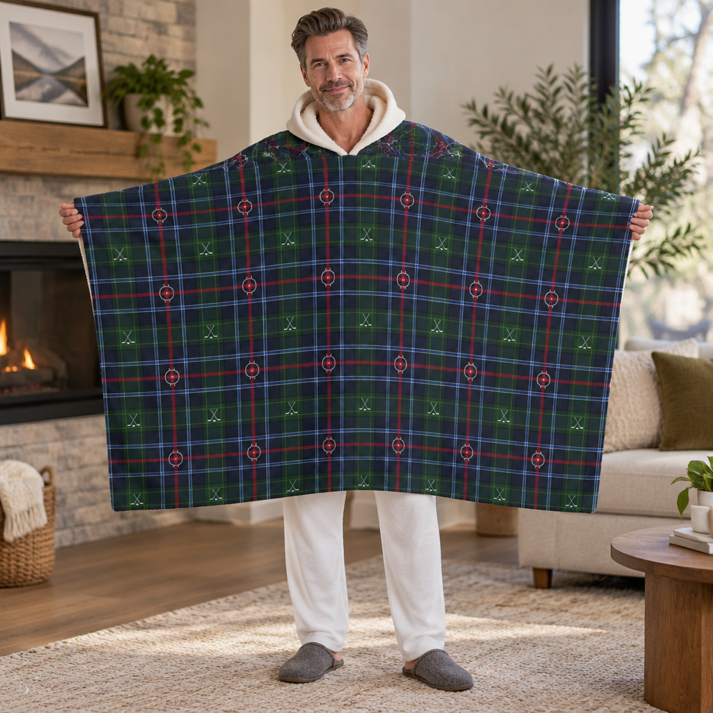 Puck Drop Plaid - Hooded Wrap Blanket