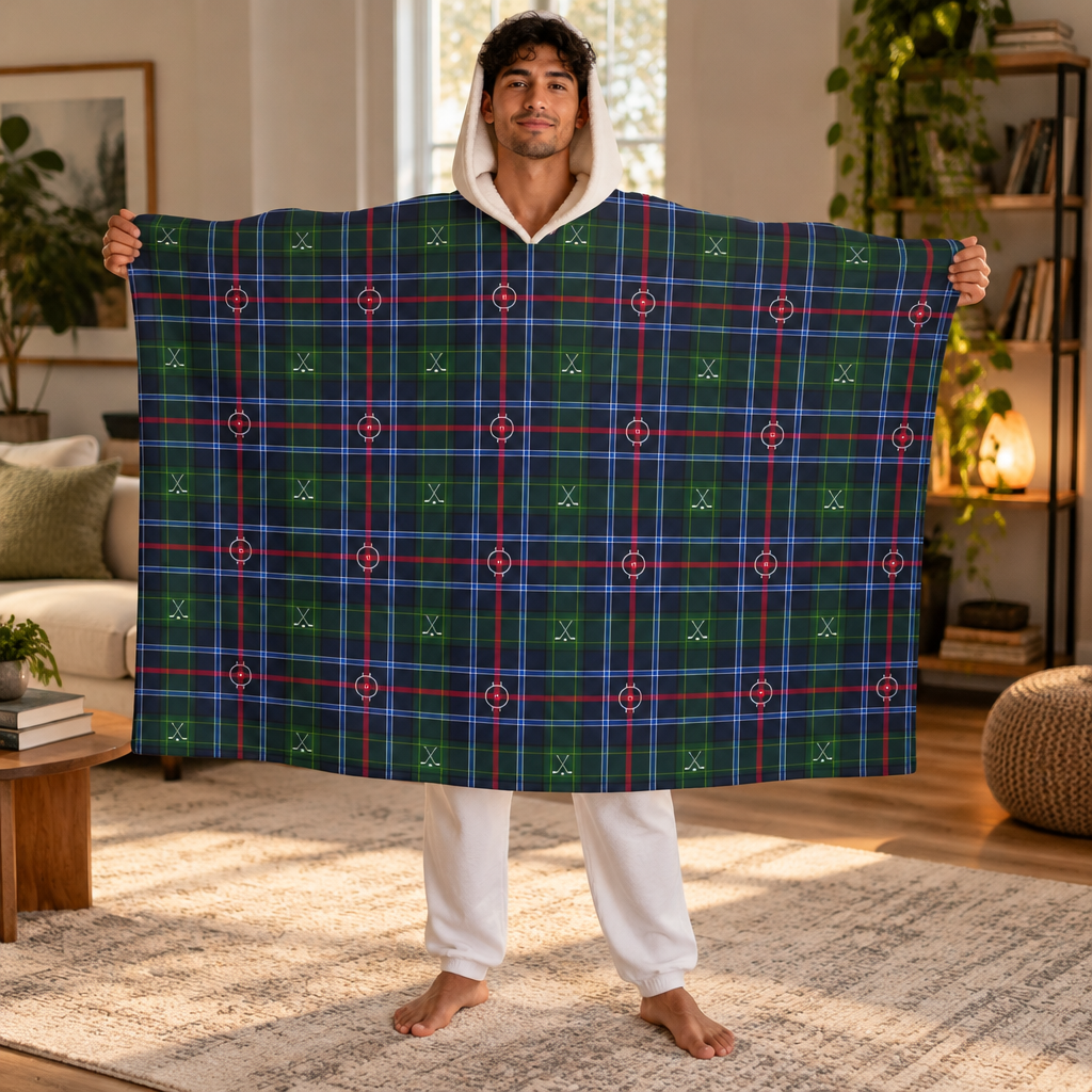 Puck Drop Plaid - Hooded Wrap Blanket