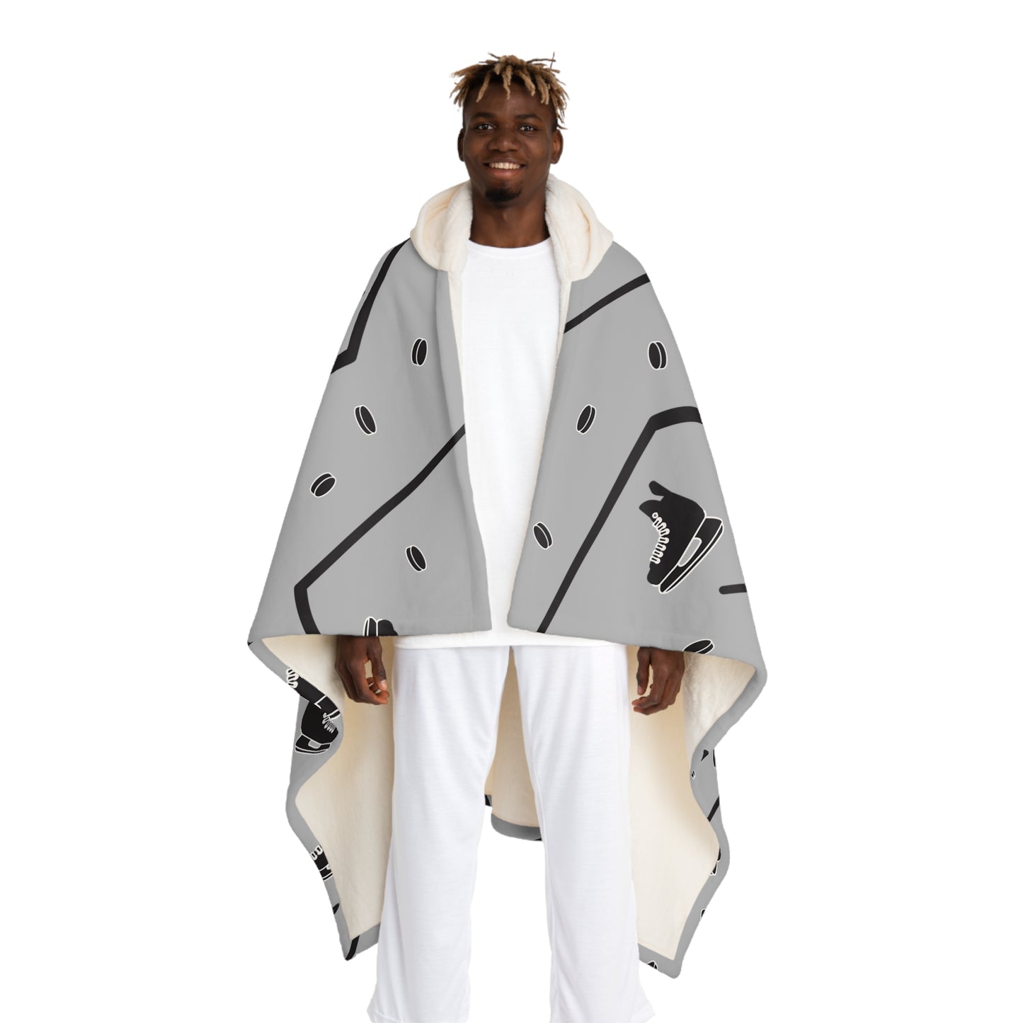 Stick & Puck Hooded Wrap Blanket