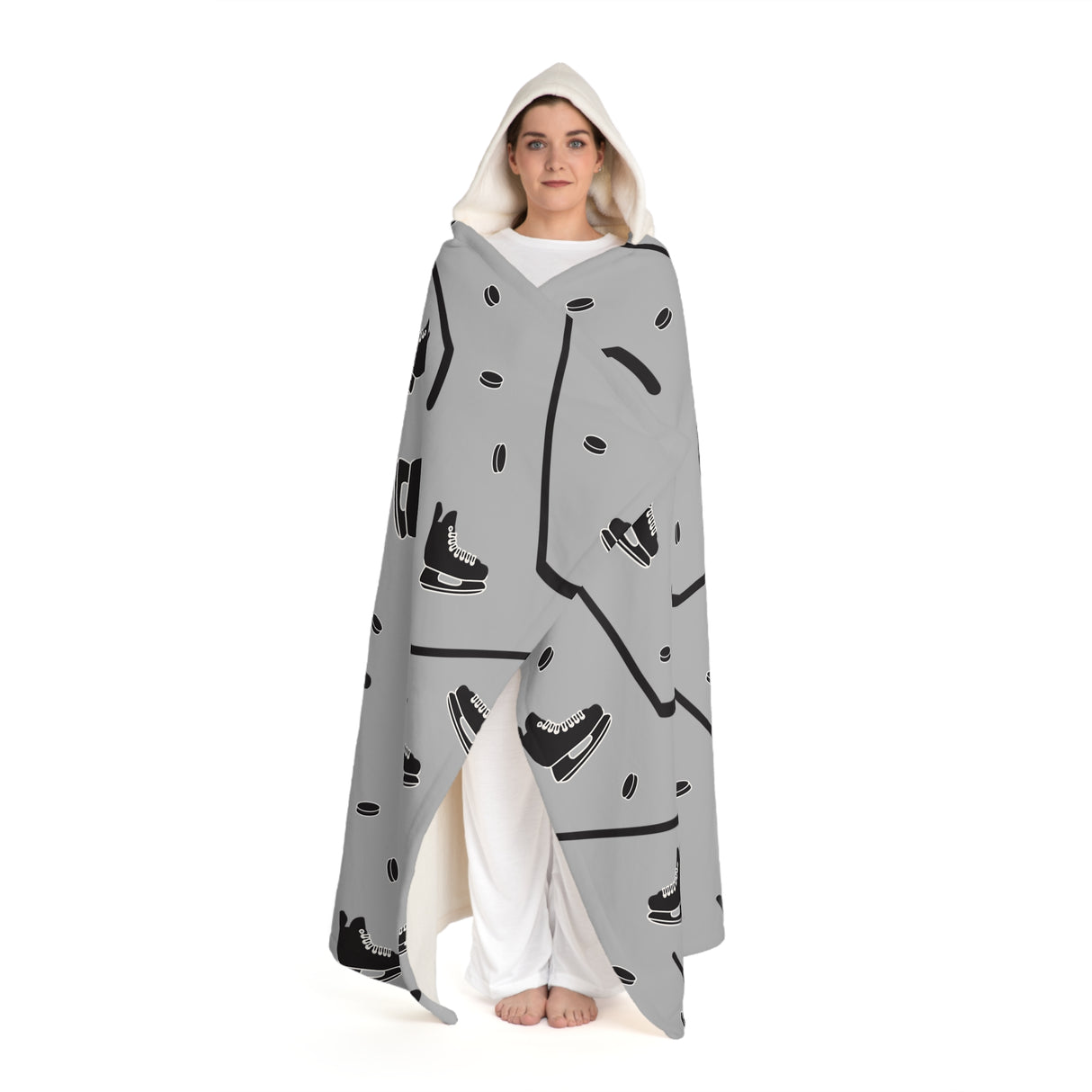 Stick & Puck Hooded Wrap Blanket